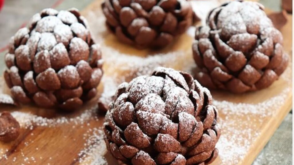 Piñas dulces de chocolate sin glutén y sin horno