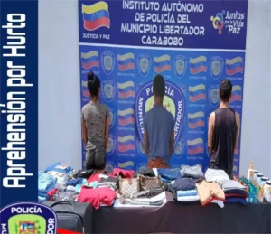 Policía de Libertador detuvo en flagrancia a tres personas por hurto a local comercial en Tocuyito