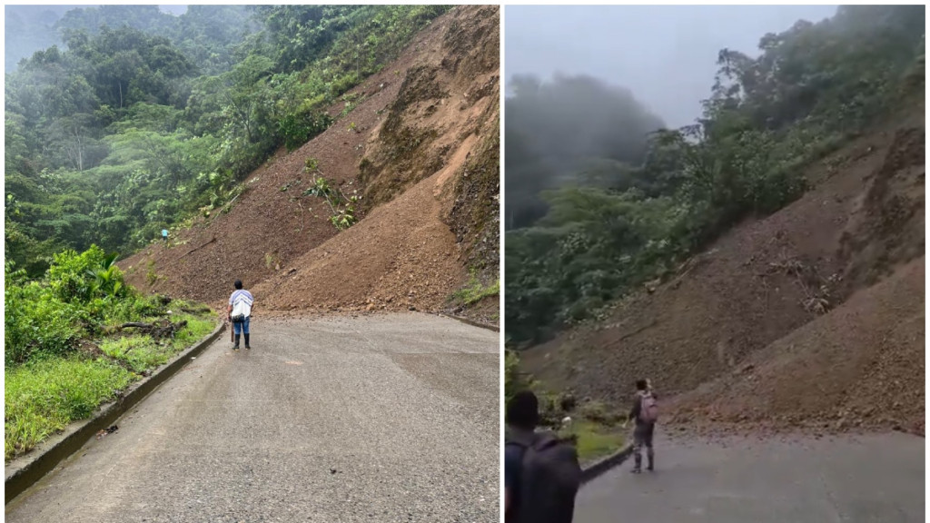 Reportan bloqueo por deslizamiento de tierra en la vía Panamericana, en Risaralda; video muestra cómo motociclistas se salvaron del derrumbe
