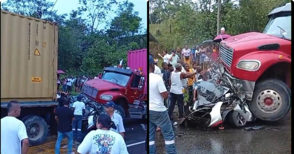 Tragedia vial en Buenaventura: tractomula sin frenos aplastó vehículo familiar y dejó dos adultos muertos