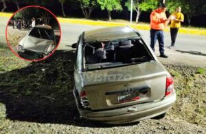 Tres mujeres y un niño lesionados en vuelco de Chevrolet Corsa en la carretera San Tomé – Guanipa
