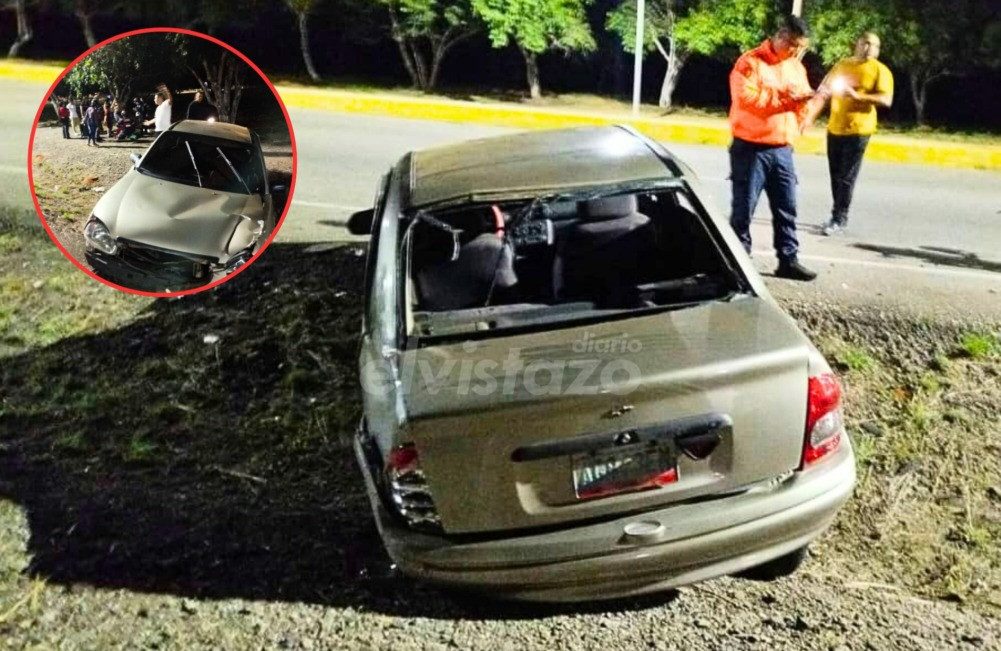 Tres mujeres y un niño lesionados en vuelco de Chevrolet Corsa en la carretera San Tomé - Guanipa