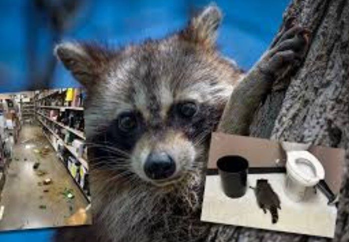 Un mapache se emborracha en una tienda de licores de EEUU y se desmaya en el baño (Fotos)