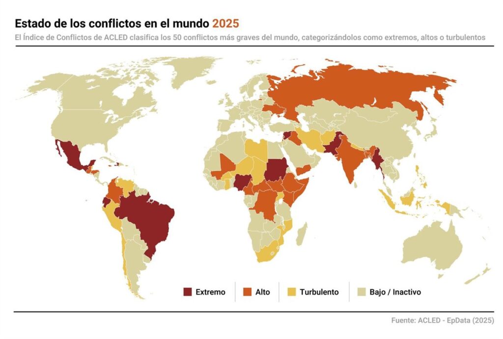 Una de cada seis personas en el mundo se vio expuesta a algún tipo de conflicto en 2025