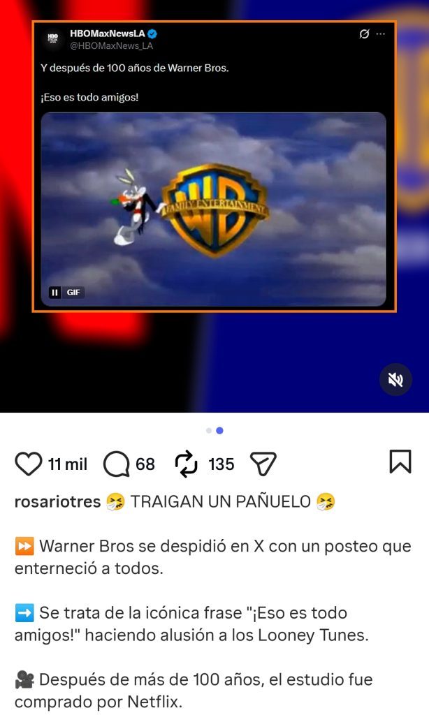 Warner Bros se despide: «eso es todo, amigos»