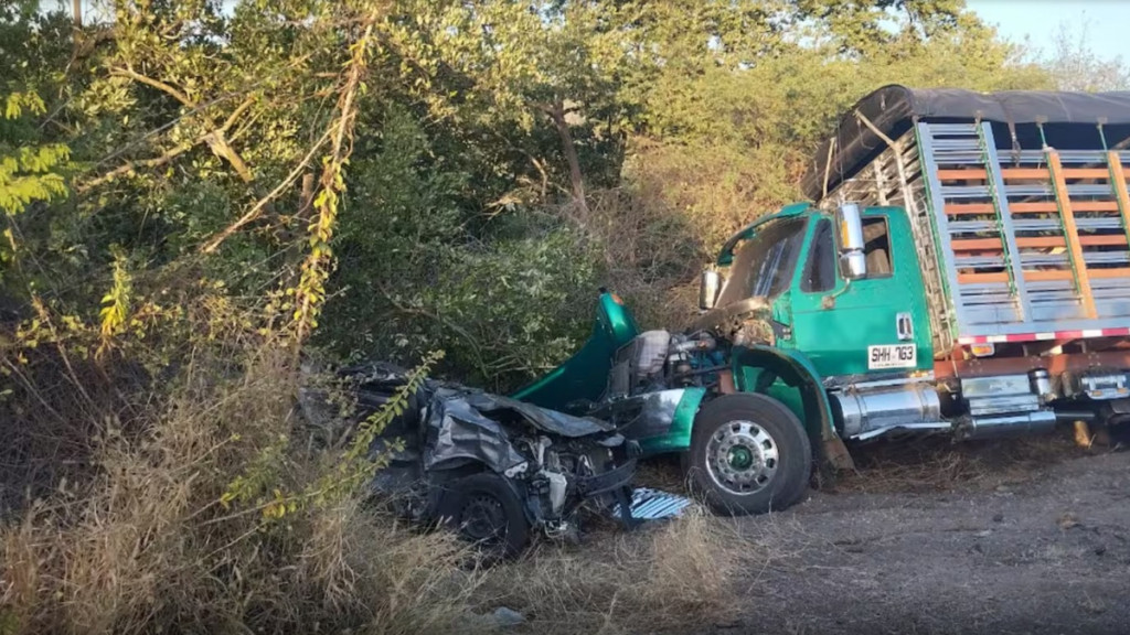carro fue aplastado por un camión