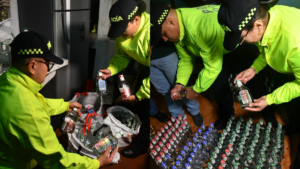 desmantelaron un centro de distribución masivo de alcohol en Medellín; se incautaron 399 botellas y 25 litros más