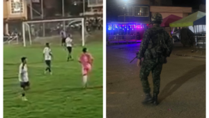 ‘¡Se calienta el partido!’: dramático relato del comentarista de un partido suspendido por ataques a la estación de Policía de Suárez, Cauca