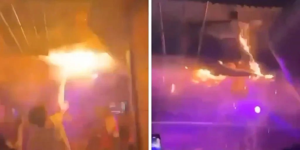 Así comenzó a arder el techo del bar Le Constellation en la estación de esquí en Suiza