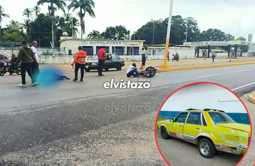 Colisión entre moto y Ford Zephyr cerca de la E/S Venezia dejó un hombre y una mujer lesionados