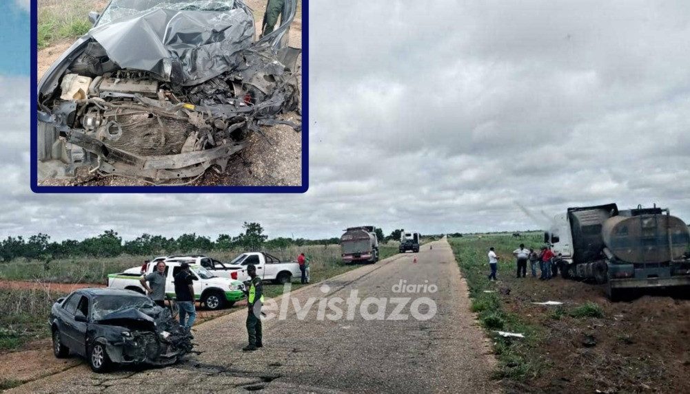 Corolla año 2001 y cisterna de Pdvsa se vieron involucrados en accidente vía Sisor - San Tomé