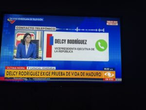 Delcy Rodríguez exige a Estados Unidos una prueba de vida de Nicolás Maduro y de Cilia Flores