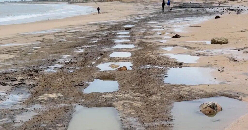 Descubren una estructura rectangular bajo la arena de la playa de Rota y descartan un origen natural