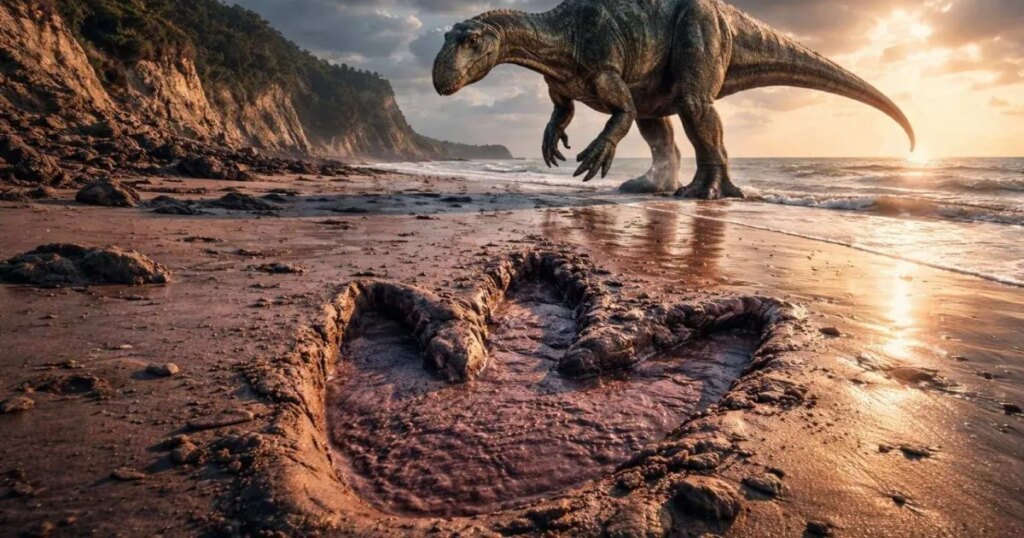 Descubren una huella de dinosaurio de 130 millones de años en una playa británica antes de que desaparezca para siempre