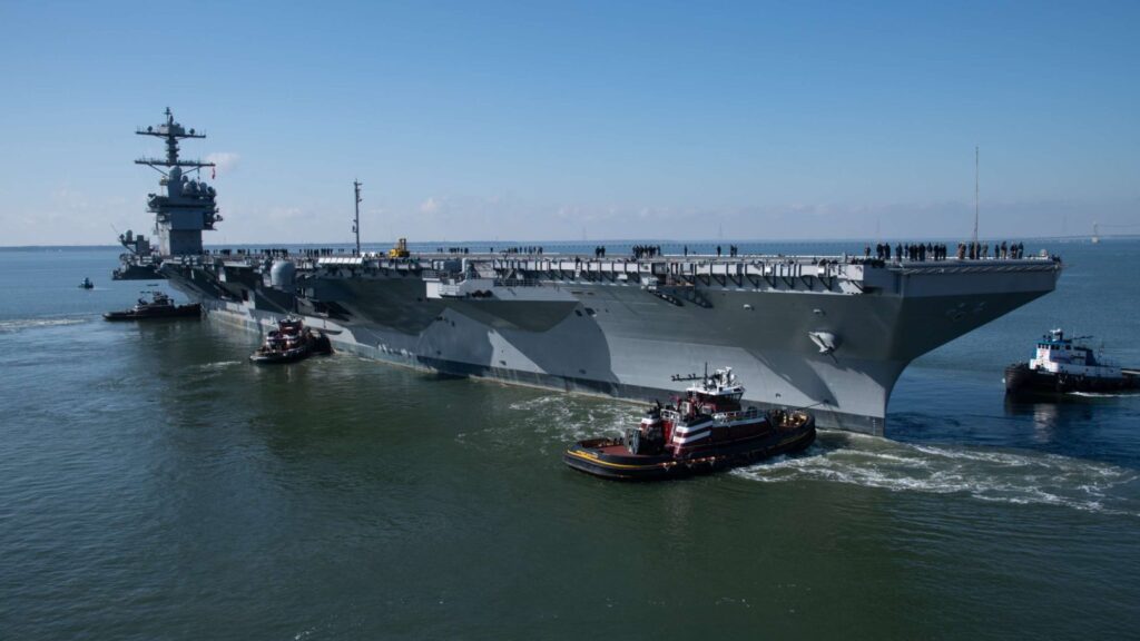 El portaaviones USS John F. Kennedy zarpó por primera vez para sus pruebas de construcción