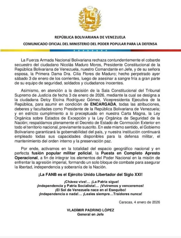 Fanb activa todo su apresto operacional en el país