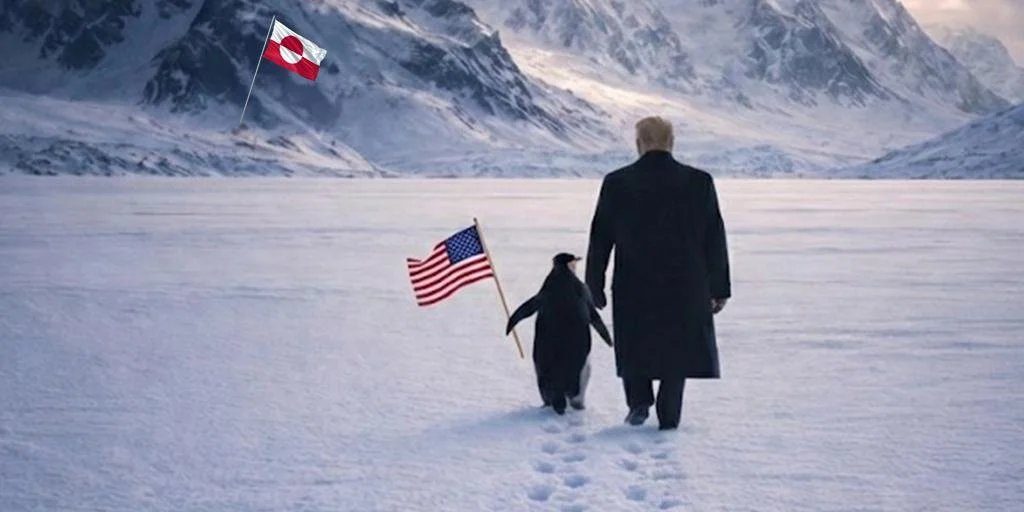 La Casa Blanca desata las burlas de internet al difundir una imagen de Trump junto a un pingüino en una supuesta Groenlandia