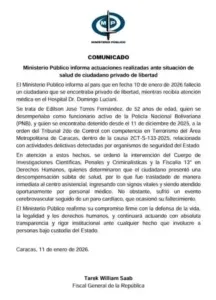 MP confirma muerte del funcionario de la PNB Edilson Torres