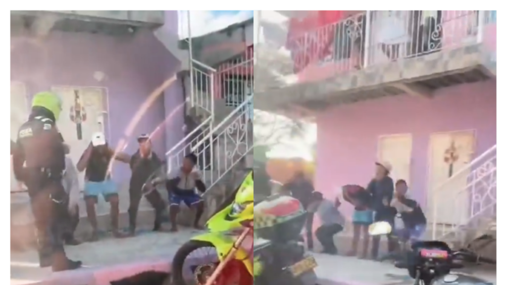 Policía obligó a un grupo de jóvenes a hacer sentadillas como castigo