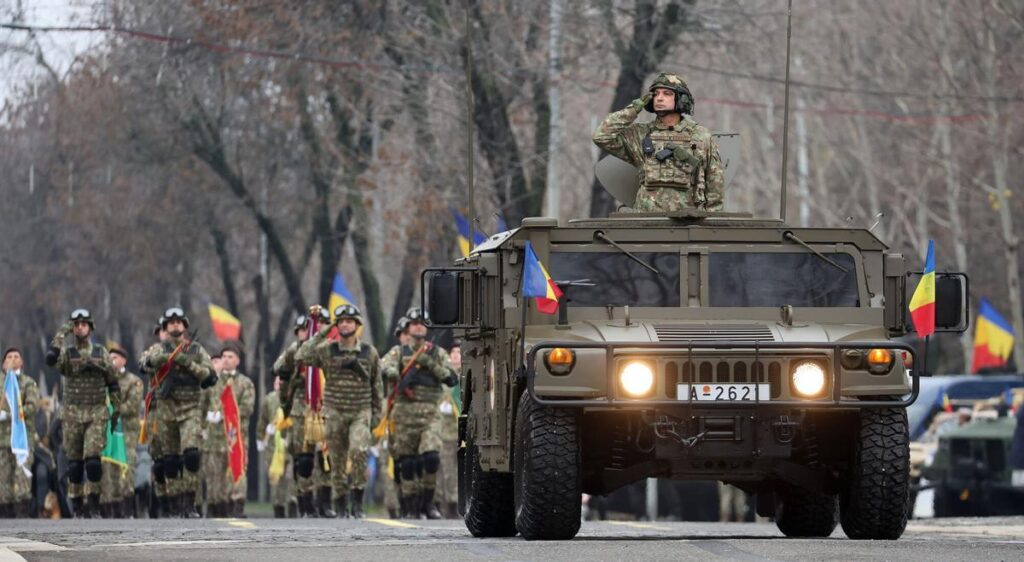 Mihail Kogalniceanu (Romania), 01/12/2025.- Romanian Army's Brigadier General Cornel Tonea-Balan opens the military parade marking Romania's Great Union Day, in Bucharest, Romania, 01 December 2025. Romania is celebrating Great Union Day, which commemorates the unification of the three historical provinces of Transylvania, Basarabia, and Bucovina with Romania in 1918. More than 2,900 Romanian soldiers and specialists, along with approximately 220 technical units, participated in the military parade at Triumph Arch Square. Additionally, around 240 NATO soldiers with 23 technical units from France, North Macedonia, Moldova, Poland, Portugal, Spain, and the USA also took part, representing allied countries contributing to NATO structures in Romania. (Francia, Moldavia, Polonia, Rumanía, España, Bucarest) EFE/EPA/ROBERT GHEMENT