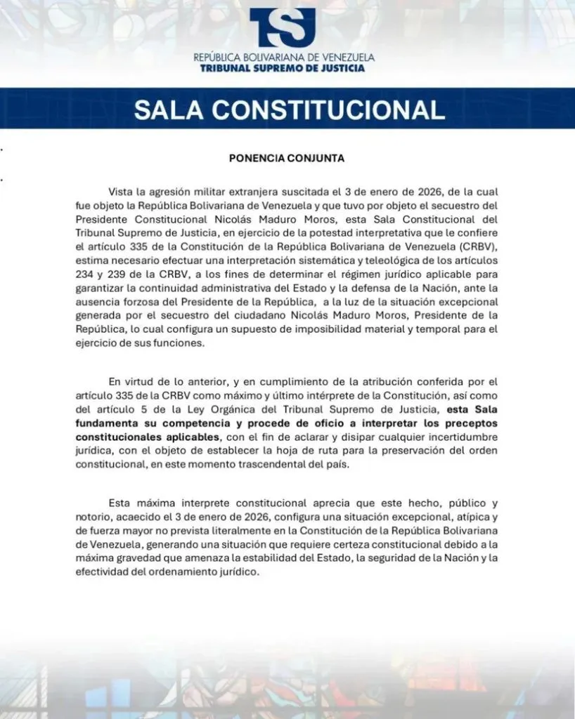 TSJ designa a Delcy Rodríguez como presidenta encargada de Venezuela