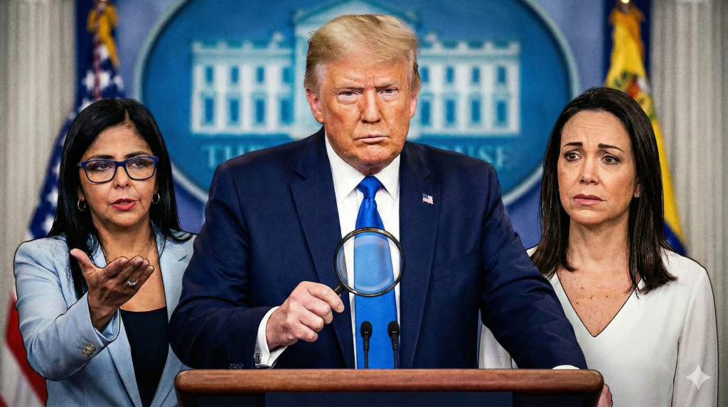 Trump elogia a Delcy Rodríguez y dialoga con María Corina