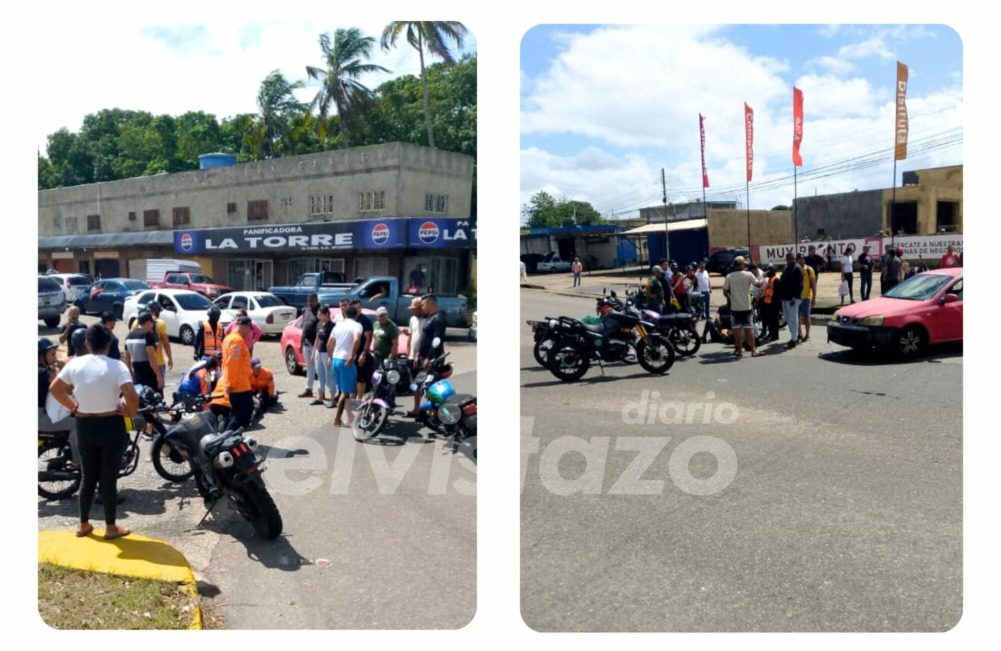 Una embarazada lesionada en colisión moto - vehículo cerca de la Redoma Cruz de Los Choferes