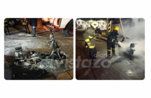 Una moto tipo scooter se incendió en la entrada de 25 de Mayo
