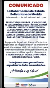 Cierran carretera que conecta a Mérida y Táchira