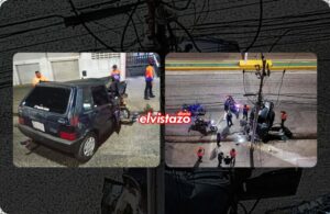 Fiat Uno se estrelló contra un poste eléctrico frente al Edificio Souki y su conductor salió ileso