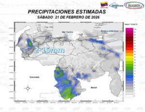 Venezuela amanece este #21Feb con nubosidad parcial y lluvias dispersas en varias regiones, según Inameh