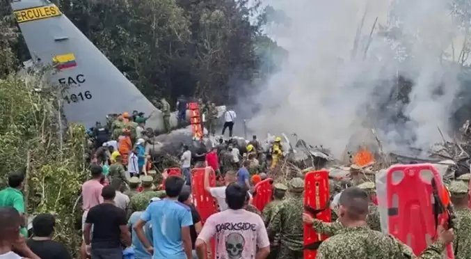 Aumenta a 66 muertos en el accidente de avión militar en Colombia