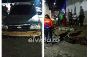 Colisión entre moto y Vitara cerca de la Escuela Simón Rodríguez dejó dos lesionados