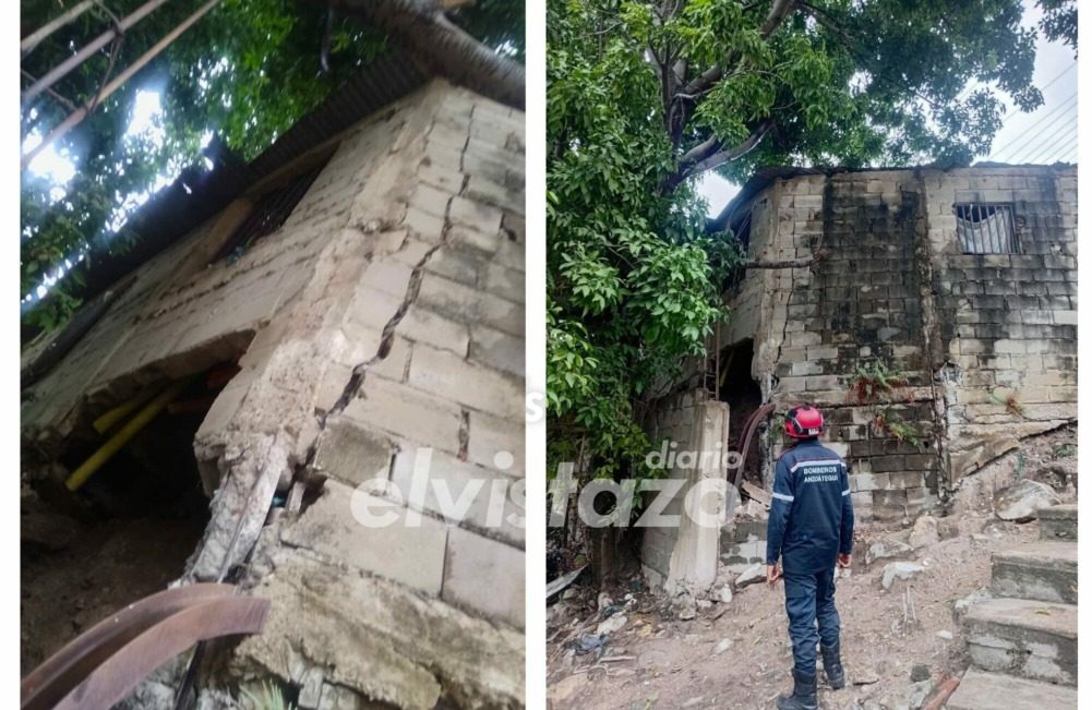 Dos viviendas del sector Valle Lindo de Puerto La Cruz registraron colapso parcial por efecto de las lluvias