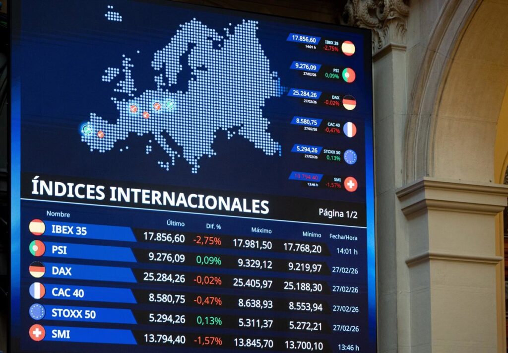 El Ibex 35 se sitúa por debajo de los 16.900 en la media sesión, con la volatilidad de Irán de fondo