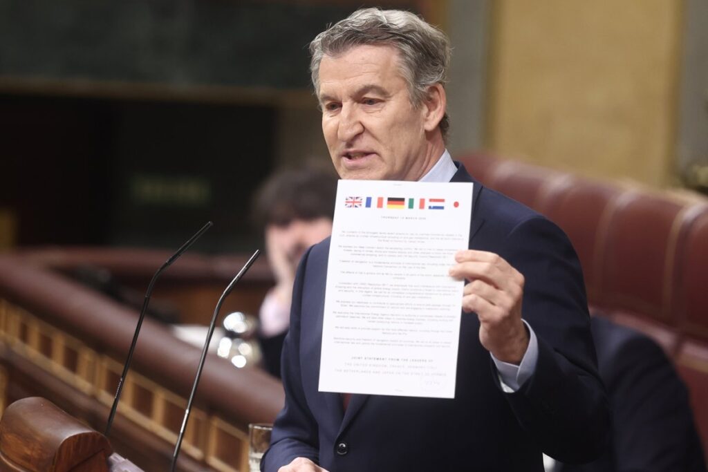Feijóo llama a Sánchez "pacifista de pacotilla" por usar la guerra de Irán para "ocultar su proyecto agonizante"