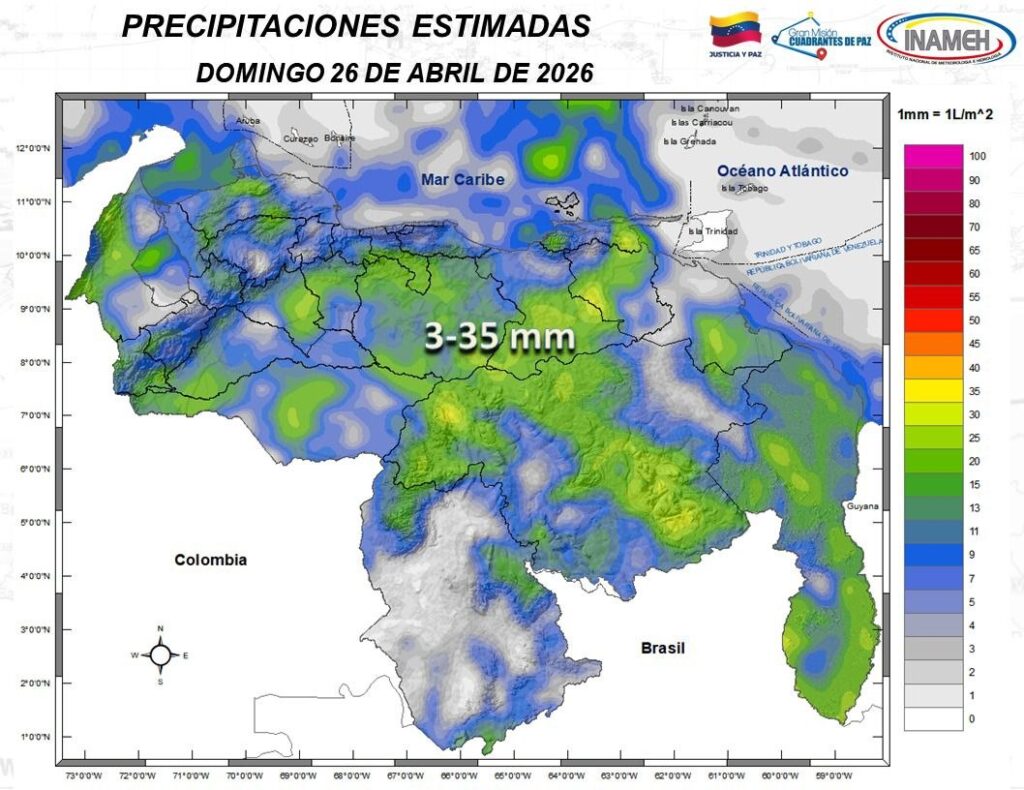 Cielo mayormente nublado y lluvias en varias regiones: así amanece Venezuela este #26Abr
