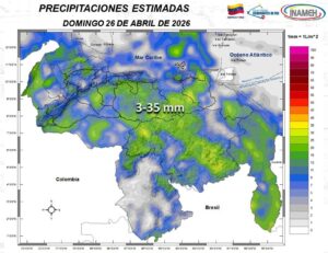 Cielo mayormente nublado y lluvias en varias regiones: así amanece Venezuela este #26Abr