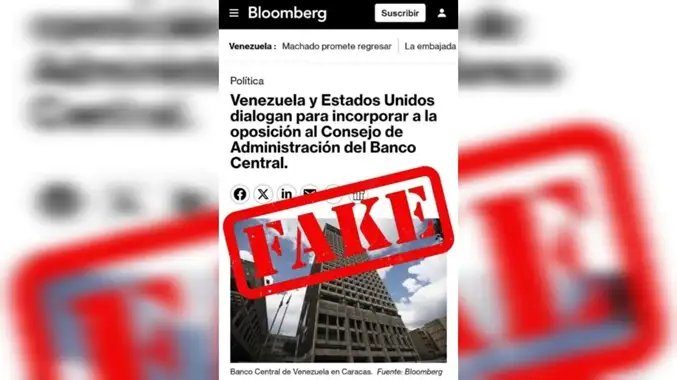 Desmienten fake de Bloomberg sobre la oposición y el BCV
