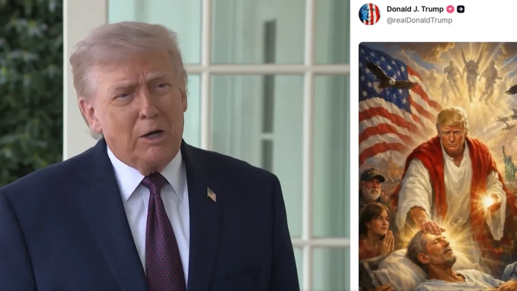 Donald Trump publicó una imagen que lo muestra como Jesús y dijo que en realidad era un retrato suyo como doctor