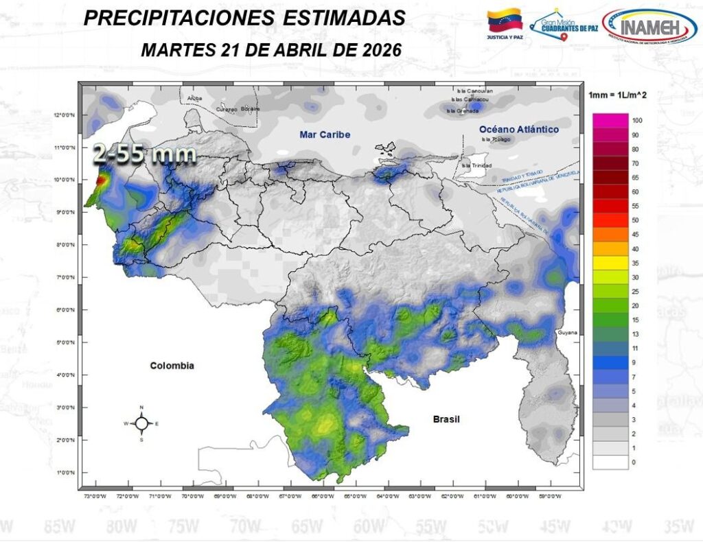 Inameh prevé lluvias y nubosidad en gran parte de Venezuela este #21Abr