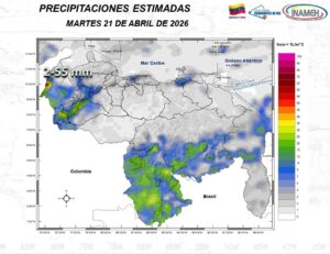 Inameh prevé lluvias y nubosidad en gran parte de Venezuela este #21Abr