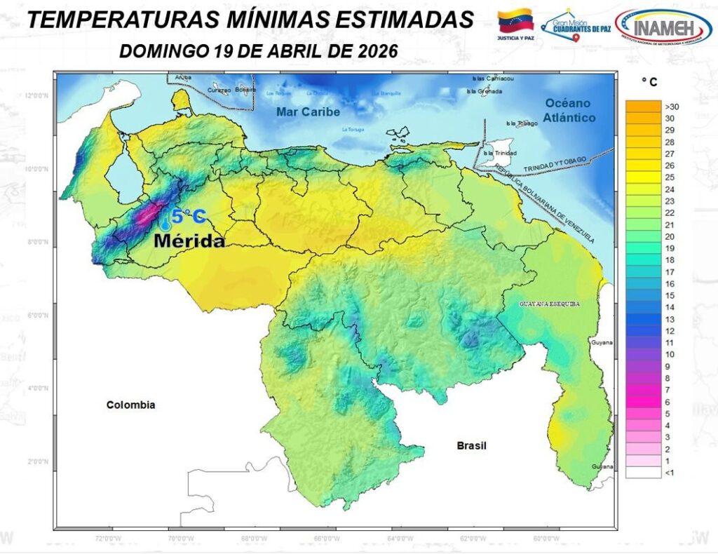 Inameh prevé nubosidad y precipitaciones en buena parte de Venezuela este #19Abr