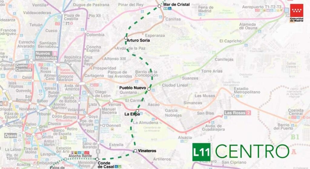 La gran incógnita de la ampliación de la Línea 11 de Metro de Madrid: el tramo central entre Conde de Casal y Mar de Cristal queda "para el futuro"