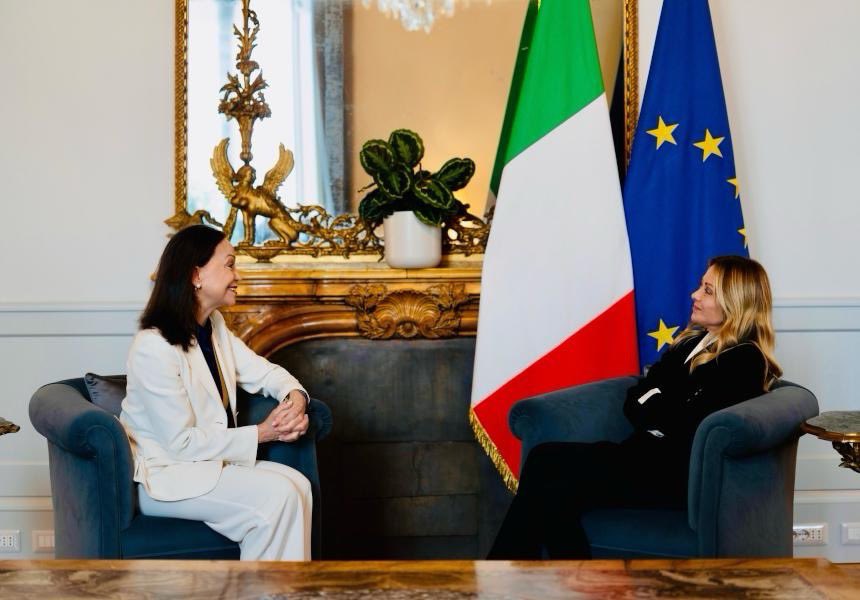 Meloni recibe a María Corina Machado en Roma y ratifica su apoyo a la transición en Venezuela