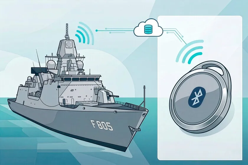 Millones en proteger una fragata de guerra. Un rastreador Bluetooth de pocos euros ha bastado para seguirla en tiempo real