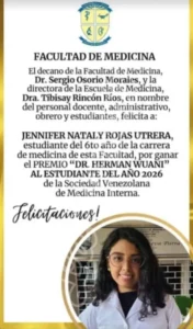 Sanantoniense galardonada como Estudiante del Año en Medicina 2026