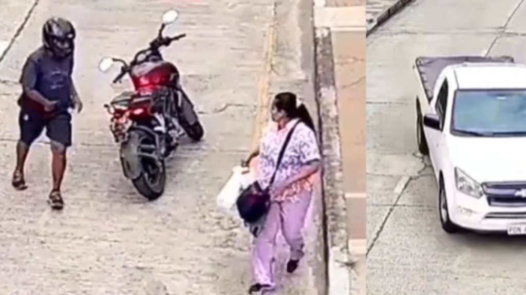 Video registró momento en que ladrón intentó robar a una mujer y fue embestido por una camioneta que pasaba por el lugar: 'Gente que le pone el alma'