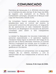 Activan protocolos de emergencia tras incidente en Planta de Compresión Lamargas en Zulia