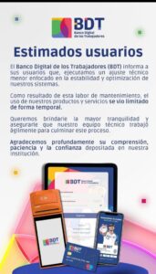 Banco Digital de los Trabajadores normaliza sus servicios